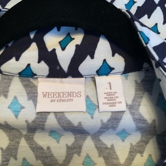 Chico’s light jacket, Greens, blues & white pattern Size1 #079 - Picture 4 of 9